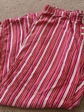 Women’s Pink Striped Elastic-Waist Maxi Skirt